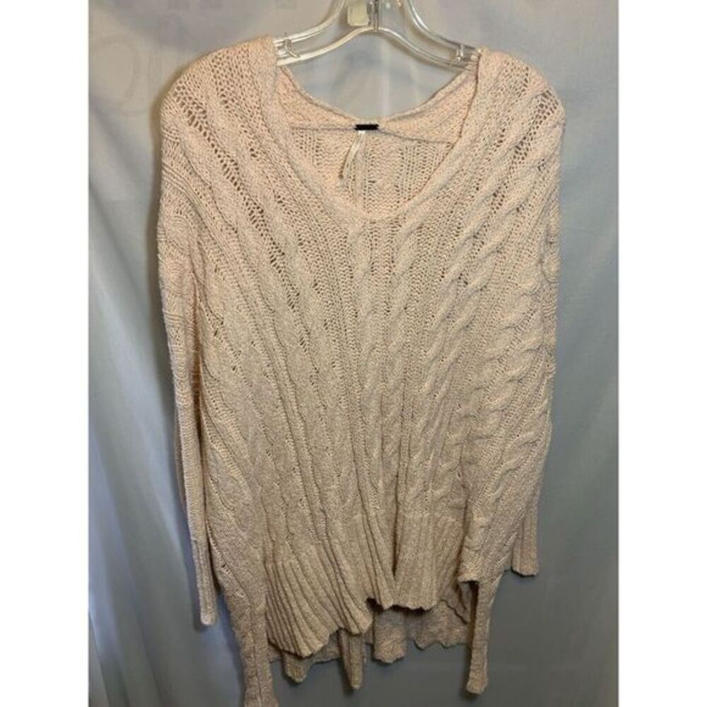 Women's Small Oversized Cable Knit Sweater Light Pink‎ Boho Preppy Free People